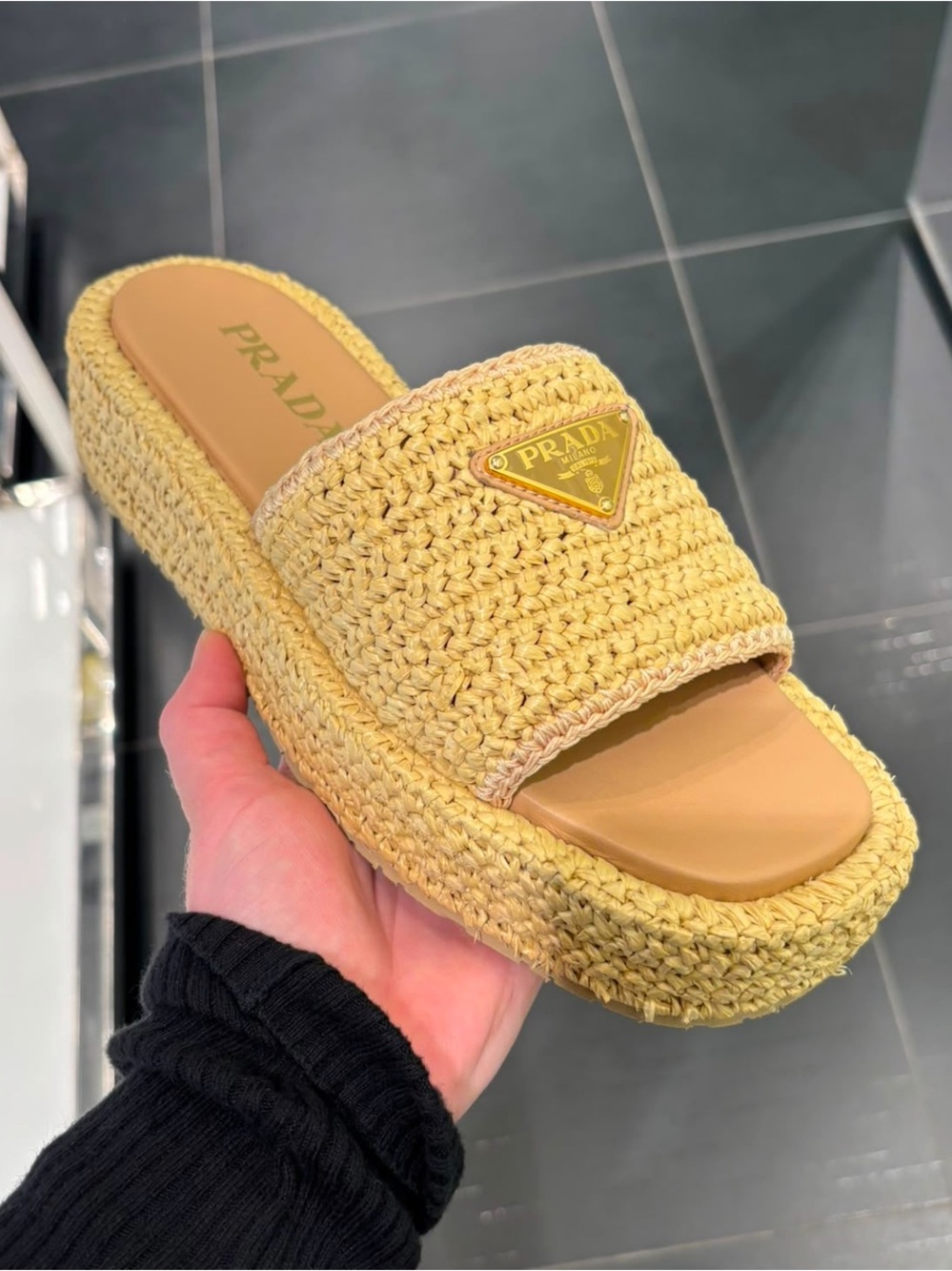 Prada Platform Raffia Slides - Picture 2 of 2